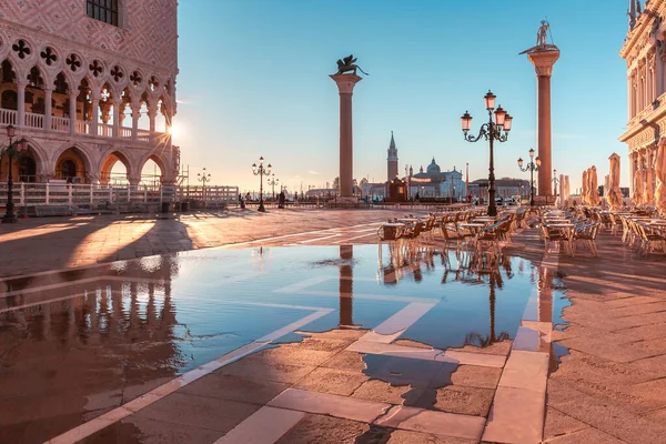 Восход Солнца Морской Набережной Площади Сан Марко Венеции Италия — стоковое фото
