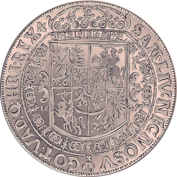 Reverso Vectorial Del Thaler Corona Plata Segismundo Iii Vasa 1627 — Vector de stock