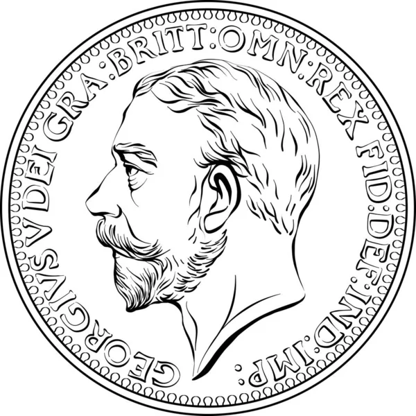 Vektor Geld Bronzemünze Britischer Farthing König George Auf Der Vorderseite — Stockvektor