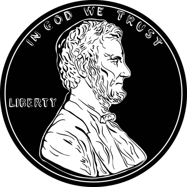 Amerikai Pénz Egy Cent Vagy Penny Egyesült Államoknak Lincoln Elnök — Stock Vector