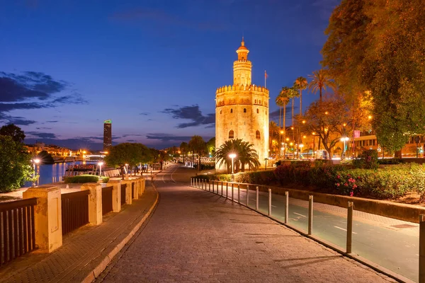 Torre Vigilância Famosa Golden Tower Torre Del Oro Rio Guadalquivir — Fotografia de Stock