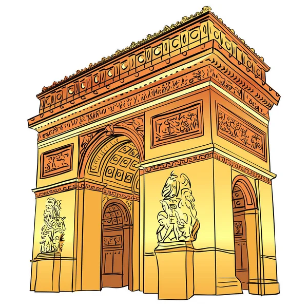 Vector Arc Triomphe Paris Frankrijk — Stockvector