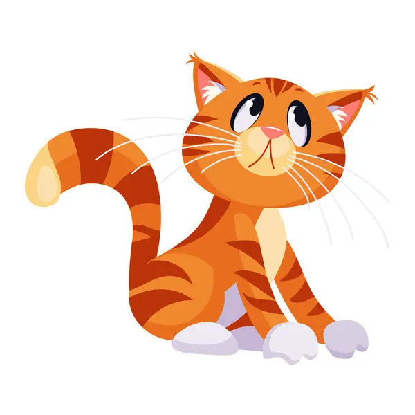 Schattig Groot Tabby Gember Kat Cartoon Plat Ontwerp Illustratie — Stockvector