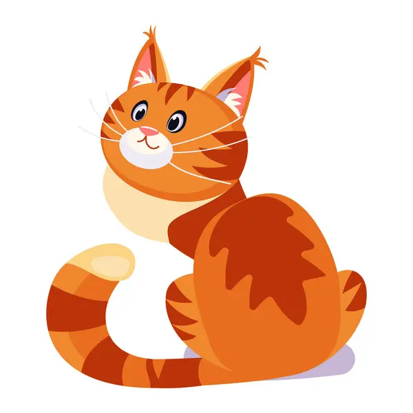 Roztomilý Velký Tabby Zázvor Kočka Kreslený Plochý Design Ilustrace — Stockový vektor