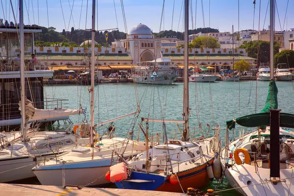 stock image Boats at a marina in Rhodes, Dodecanese islands, Greece