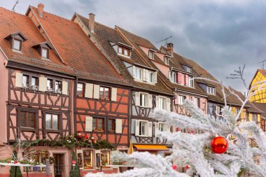 Alsatian half-timbered houses in little Venice, old town of Colmar at Christmas time, Alsace, France clipart