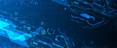 Teknolojik ve bilimsel konularda soyut bir geçmiş. Dijital kod kullanan çeşitli teknik detaylar. Vektör biçimi.