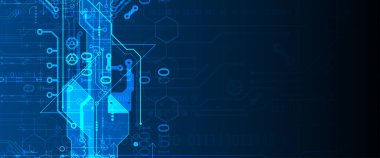 Teknolojik ve bilimsel konularda soyut bir geçmiş. Dijital kod kullanan çeşitli teknik detaylar. Vektör biçimi.