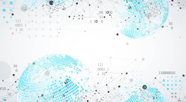 Soyut teknoloji küresi arka planı. Genel ağ kutsaması.