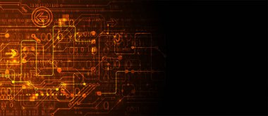 Teknolojik ve bilimsel konularda soyut bir geçmiş. Dijital kod kullanan çeşitli teknik detaylar. Vektör biçimi.