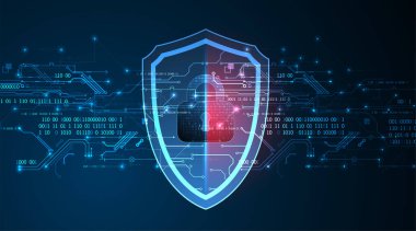 Bilgi koruma ve bilgisayar güvenliği konularında teknolojik soyut arka plan.