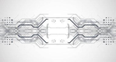 Soyut yatay teknoloji geçmişi. İletişim konsepti, gelecekteki dijital yenilik arka planı. Vektör illüstrasyonu