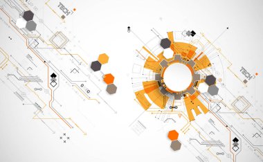 Soyut teknoloji konsepti. Devre kartı, yüksek bilgisayar rengi arkaplan. İçerik, web - şablon, iş teknolojisi sunumu için alanı olan vektör illüstrasyonu.
