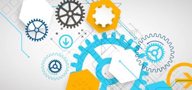 Soyut teknoloji konsepti. Devre kartı, yüksek bilgisayar rengi arkaplan. İçerik, web - şablon, iş teknolojisi sunumu için alanı olan vektör illüstrasyonu.