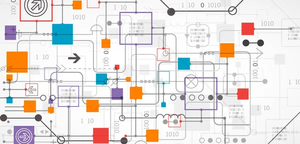 Abstract Technologie Concept Circuit Board Hoge Computer Kleur Achtergrond Vector — Stockvector