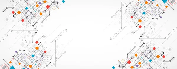 抽象技術の概念 回路基板 高いコンピュータの色の背景 コンテンツ ウェブのためのスペースを持つベクトルイラスト テンプレート ビジネス技術プレゼンテーション — ストックベクタ