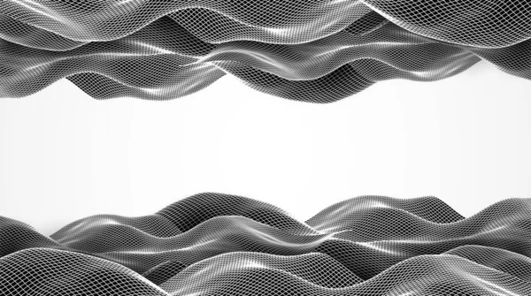 Abstrakte Wellen Werden Drahtgestell Stil Erzeugt Vorlage Für Die Präsentation — Stockvektor