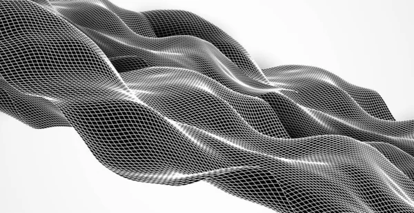 摘要波是以线框形式产生的 科学和技术演示模板 — 图库矢量图片
