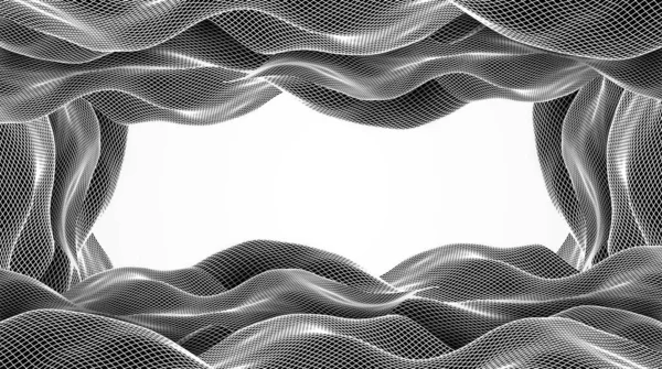 Abstraktní Vlny Jsou Vytvářeny Stylu Drátového Rámu Šablona Pro Prezentaci — Stockový vektor