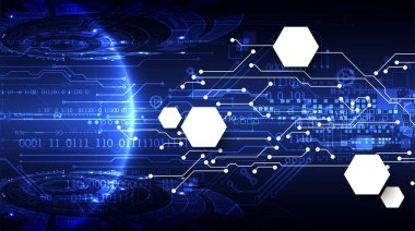 Teknolojik ve bilimsel konularda soyut bir geçmiş. Dijital kod kullanan çeşitli teknik detaylar. Vektör biçimi.