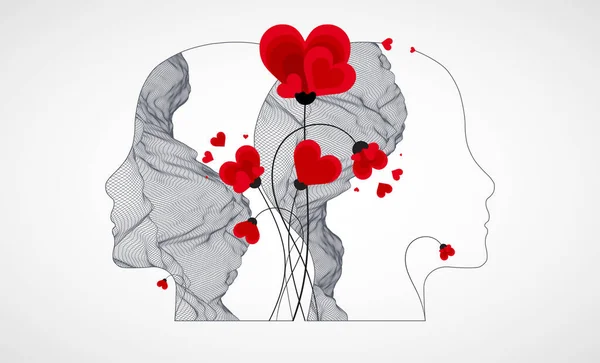 Ανθρώπινο Κεφάλι Είναι Κατασκευασμένο Στο Στυλ Ενός Wireframe Λουλούδια — Διανυσματικό Αρχείο