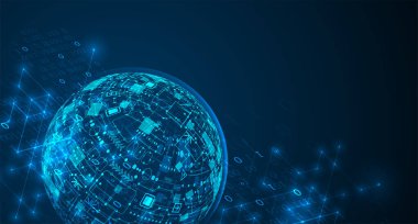 Küre temalı vektör illüstrasyonu. Dijital teknoloji izometrik arkaplan.