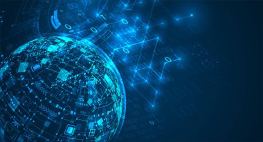 Küre temalı vektör illüstrasyonu. Dijital teknoloji izometrik arkaplan.