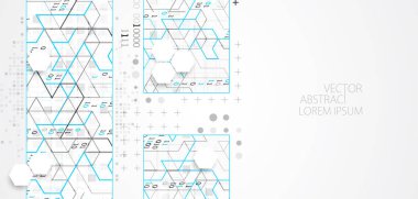 Soyut yatay teknoloji geçmişi. İletişim konsepti, gelecekteki dijital yenilik arka planı. Vektör illüstrasyonu