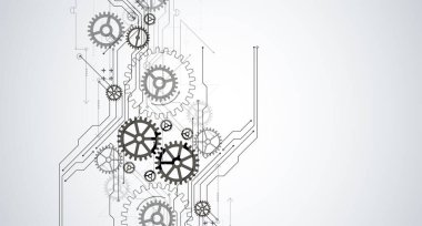 Soyut teknolojik altyapı. Cogwheels Tema. Vektör çizim