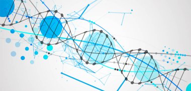 Pleksus etkisi olan soyut DNA arkaplanı. Bilimsel ve teknolojik kavram