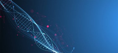 Pleksus etkisi olan soyut DNA arkaplanı. Bilimsel ve teknolojik kavram