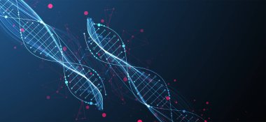 Pleksus etkisi olan soyut DNA arkaplanı. Bilimsel ve teknolojik kavram