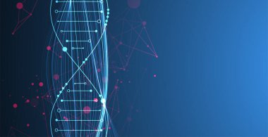 Pleksus etkisi olan soyut DNA arkaplanı. Bilimsel ve teknolojik kavram