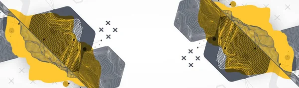 六角形を用いた現代の科学技術の抽象的な背景 ワイヤーフレームスポット表面イラスト ベクトル — ストックベクタ