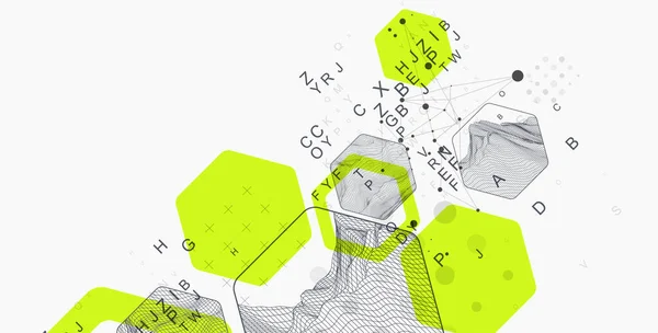 Ciência Moderna Tecnologia Fundo Abstrato Usando Formas Hexagonais Wireframe Ilustração —  Vetores de Stock