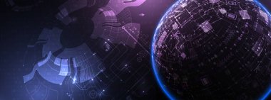 Küre temalı vektör illüstrasyonu. Dijital teknoloji arka planı.