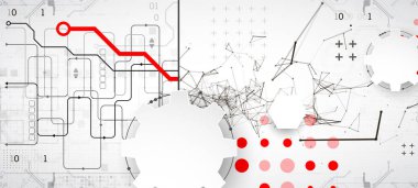 Soyut teknoloji konsepti. Devre kartı, yüksek bilgisayar rengi arkaplan. İçerik, web - şablon, iş teknolojisi sunumu için alanı olan vektör illüstrasyonu.
