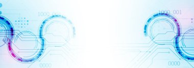 Soyut teknoloji konsepti. Devre kartı, yüksek bilgisayar rengi arkaplan. İçerik, web - şablon, iş teknolojisi sunumu için alanı olan vektör illüstrasyonu.