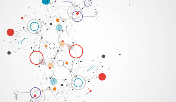 Template for science and technology presentation. Plexus style background.