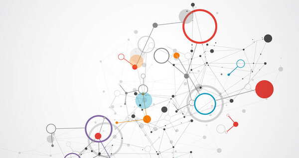 Template for science and technology presentation. Plexus style background.