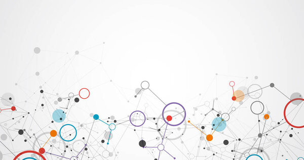 Template for science and technology presentation. Plexus style background.