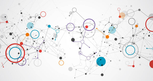 Template for science and technology presentation. Plexus style background.