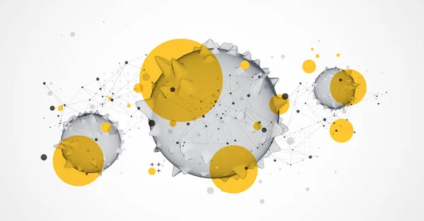 Thème Sphère Avec Des Lignes Connectées Arrière Plan Style Technologique — Image vectorielle