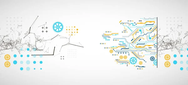 Technológiai Tudományos Témák Elvont Háttere Plexus Hatás Különböző Techno Részletekkel — Stock Vector