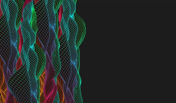 抽象的な波は明るいグラデーション色のフレームスタイルで作られています 科学技術プレゼンテーションのためのテンプレート — ストックベクタ