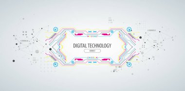 Teknolojik ve bilimsel konularda soyut bir geçmiş. Dijital kod kullanan çeşitli teknik detaylar. Vektör biçimi.