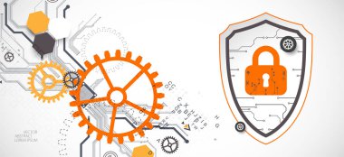 Bilgi koruma ve bilgisayar güvenliği konularındaki teknolojik soyut arka plan. Vektör