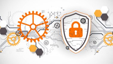 Bilgi koruma ve bilgisayar güvenliği konularındaki teknolojik soyut arka plan. Vektör