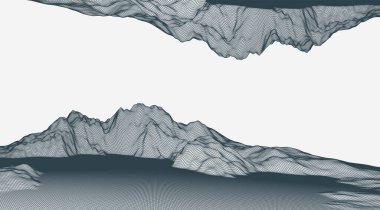 Abstract wireframe mountain background. Modern science or technology art elements. Surface illustration. Vector.