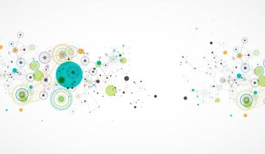 Çarklı ve pleksus etkisi olan soyut teknolojik arka plan. Vektör